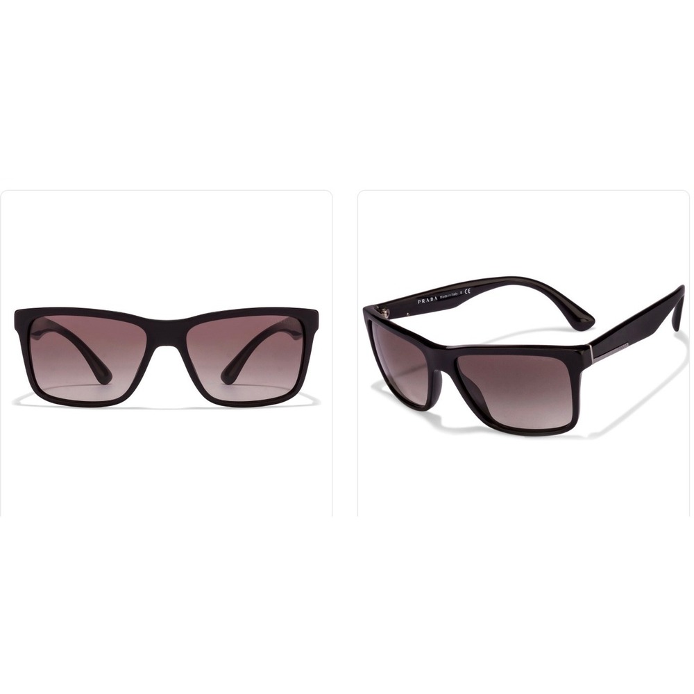 Prada SPR01P Black Square Sunglasses Gradient Lens Silver Logo Made in Italy